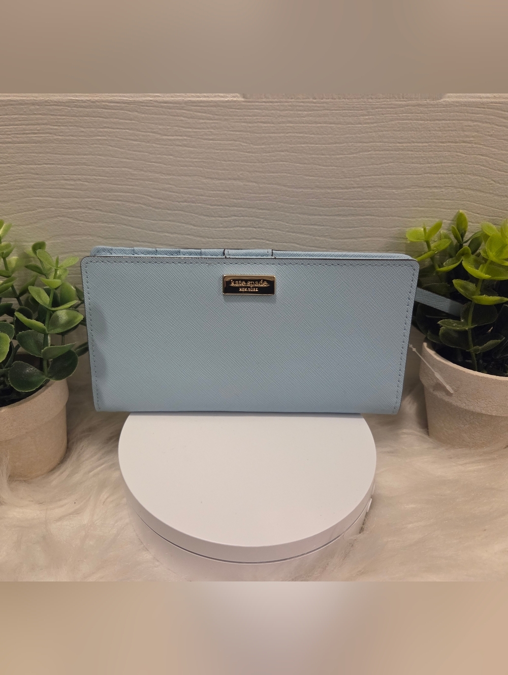 Kate Spade Powder Blue Saffiano Zip Wallet
